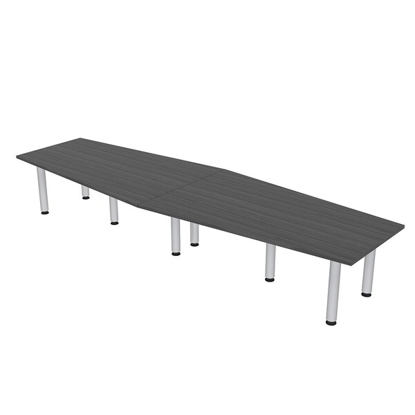 45 in W, 144 in L, 29 in H, Engineered Wood Top, Grey